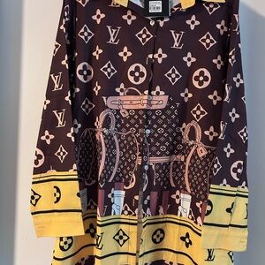 Designer Patterned Blouse - Brown and Yellow